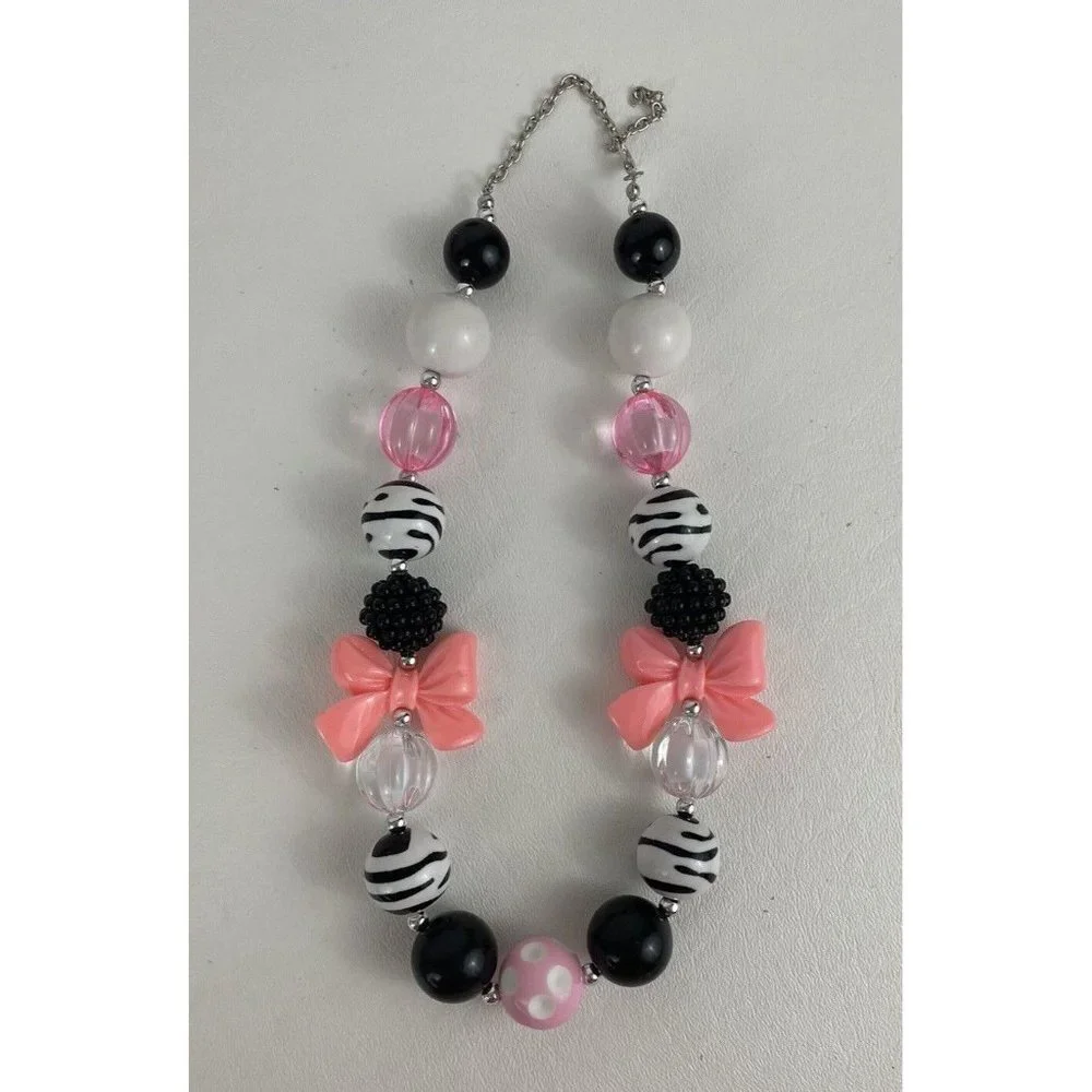 Girls Sz 2 3 4 Set Pink Zebra Print Necklace Barrettes Leg Covers 3 Pc Lot New